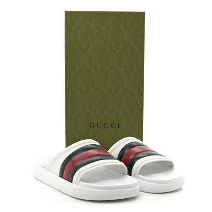 Gucci Rubber Web Mens Slide Sandals 12 White Green Red 10 of 10