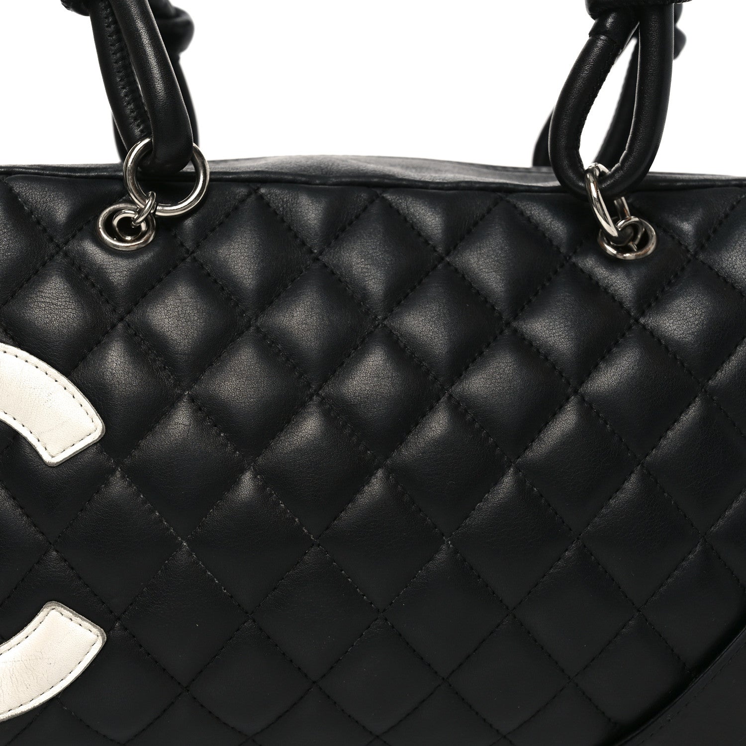 Chanel Calfskin Quilted Large Cambon Bowler Black White 8 of 10