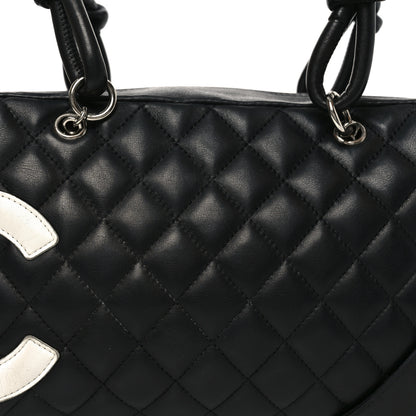 Chanel Calfskin Quilted Large Cambon Bowler Black White 8 of 10