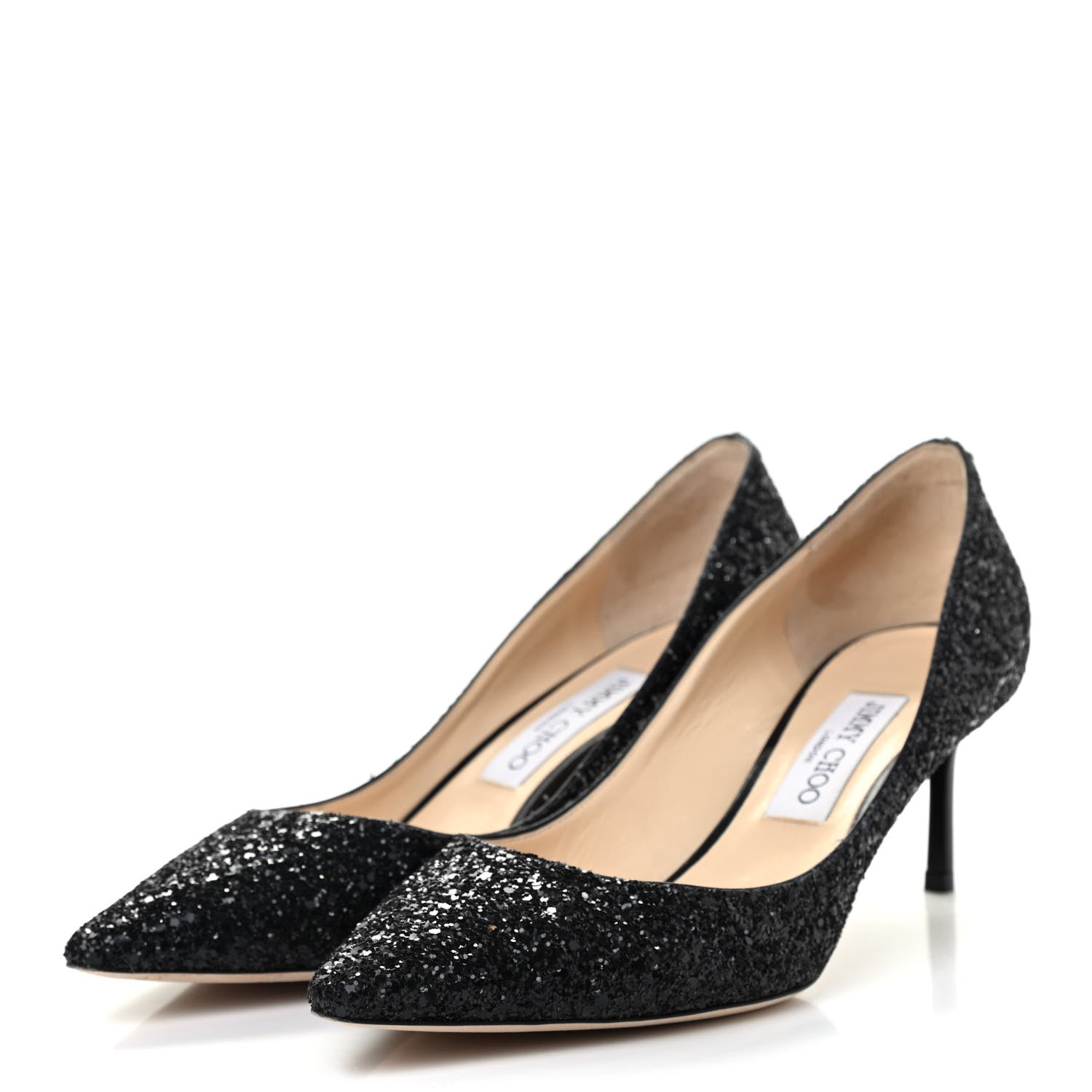 Jimmy Choo Glitter Pointy Toe Romy 60 Pumps 39 Black 3 of 9