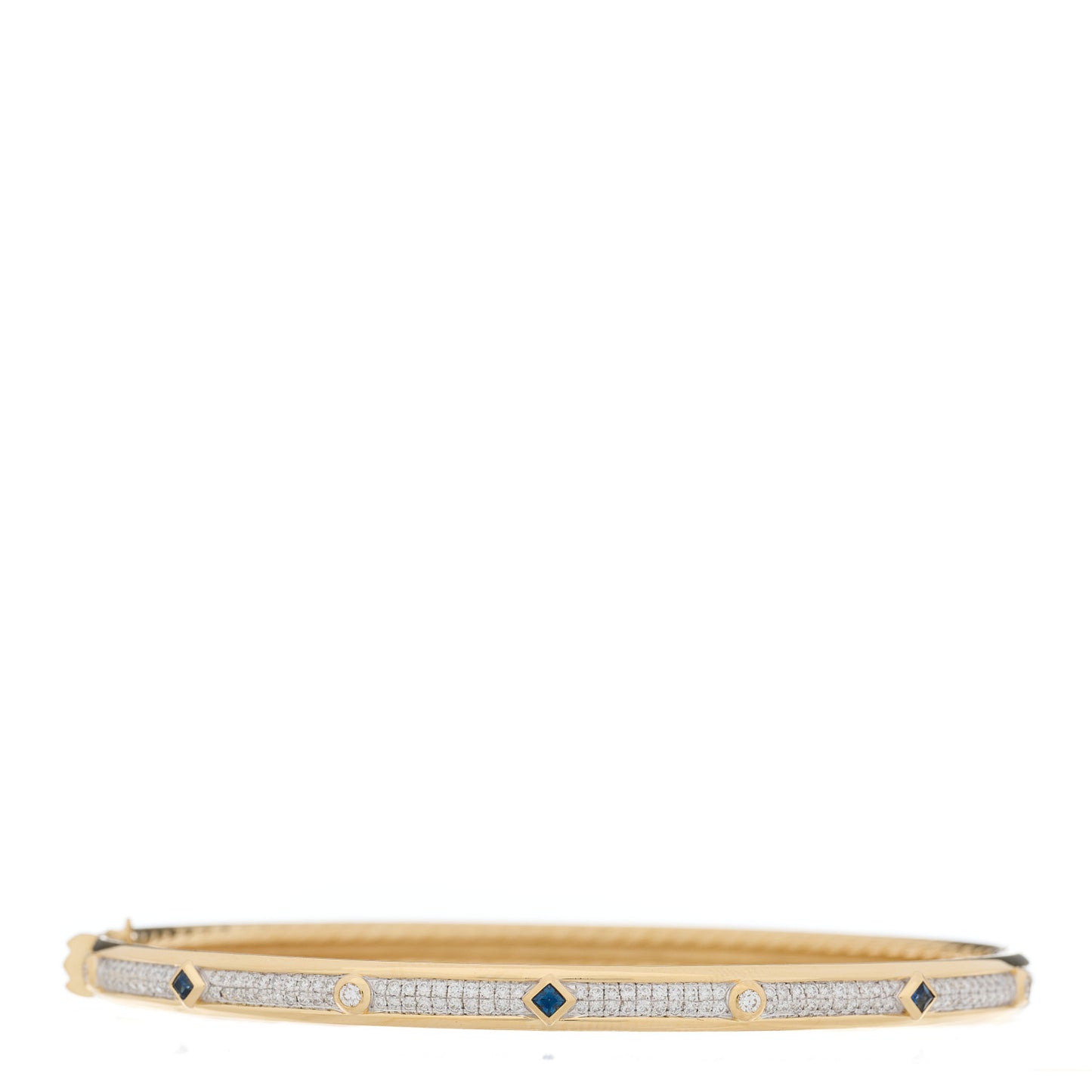 18K Yellow Gold Diamond Blue Sapphire Modern Renaissance Full Pave Bracelet