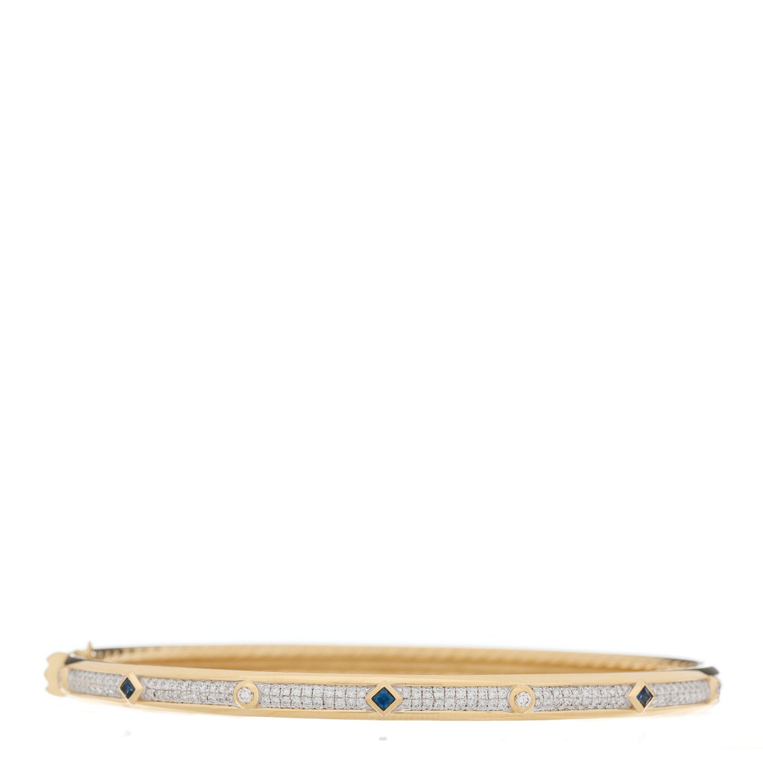 David Yurman 18K Yellow Gold Diamond Blue Sapphire Modern Renaissance Full Pave Bracelet 1 of 3