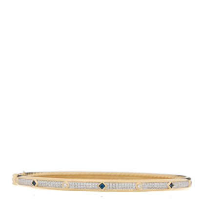 David Yurman 18K Yellow Gold Diamond Blue Sapphire Modern Renaissance Full Pave Bracelet 1 of 3