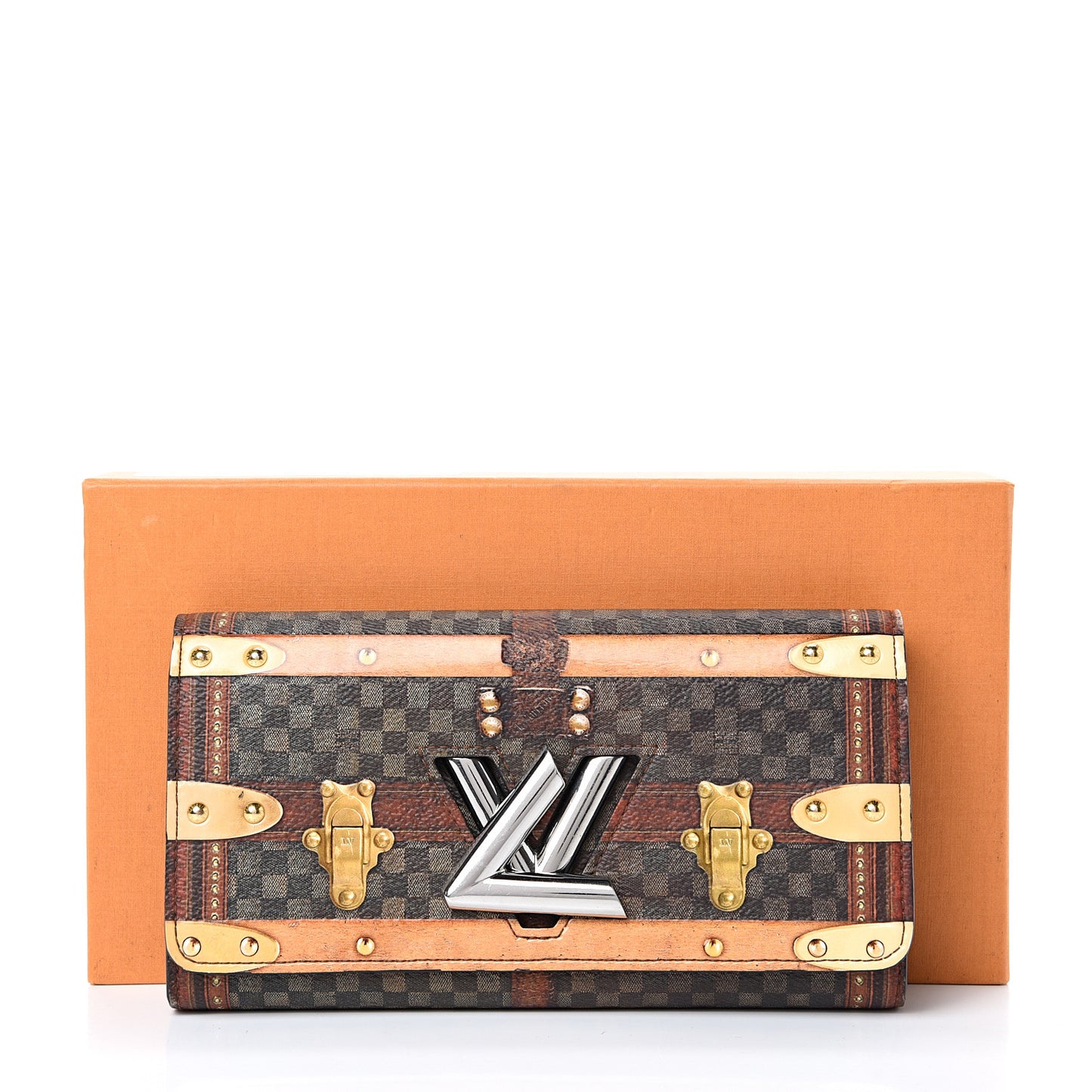 Transformed Damier Ebene Time Trunk Twist Wallet