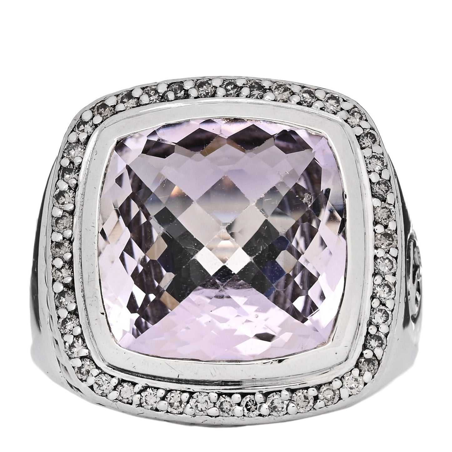 Sterling Silver Diamond Amethyst 14mm Albion Statement Ring 61 9.75
