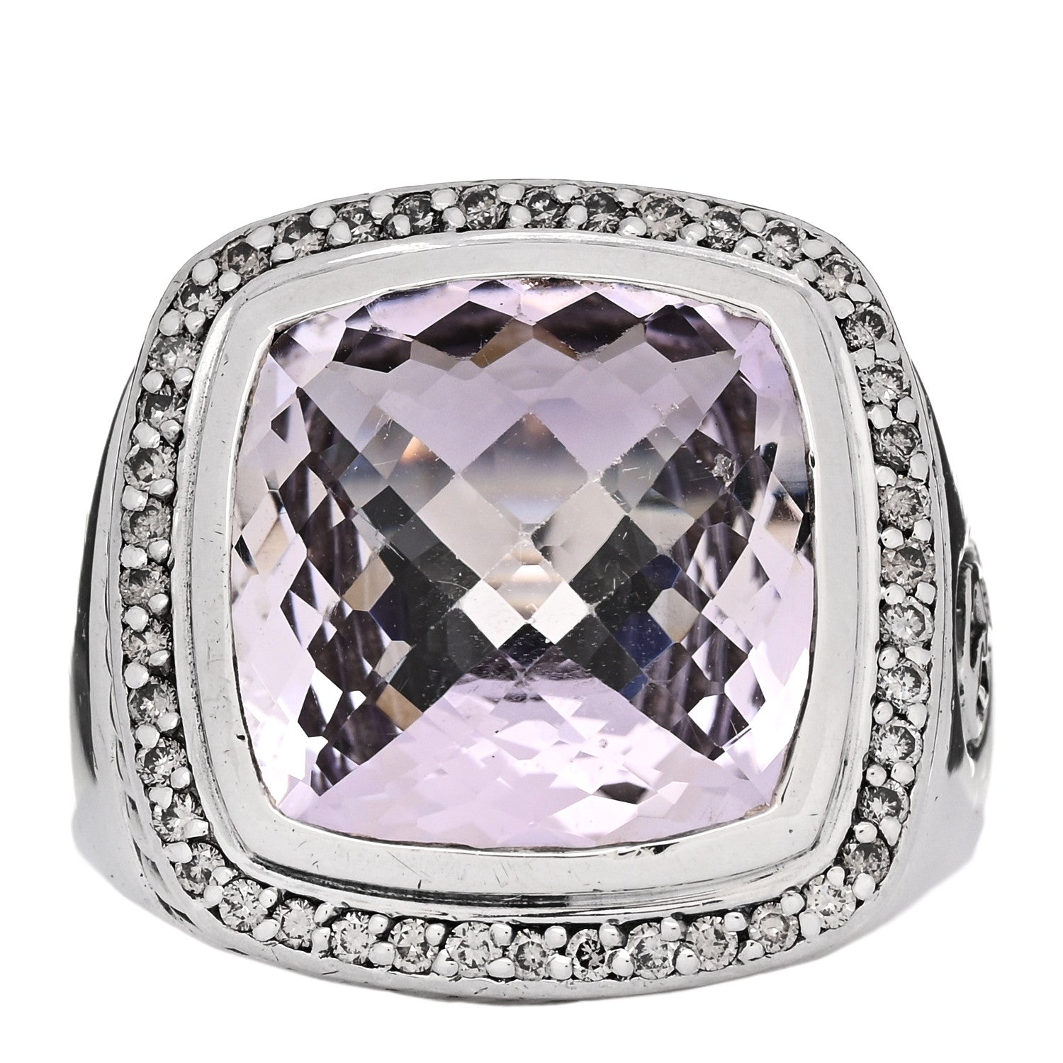 David Yurman Sterling Silver Diamond Amethyst 14mm Albion Statement Ring 61 9.75 1 of 5