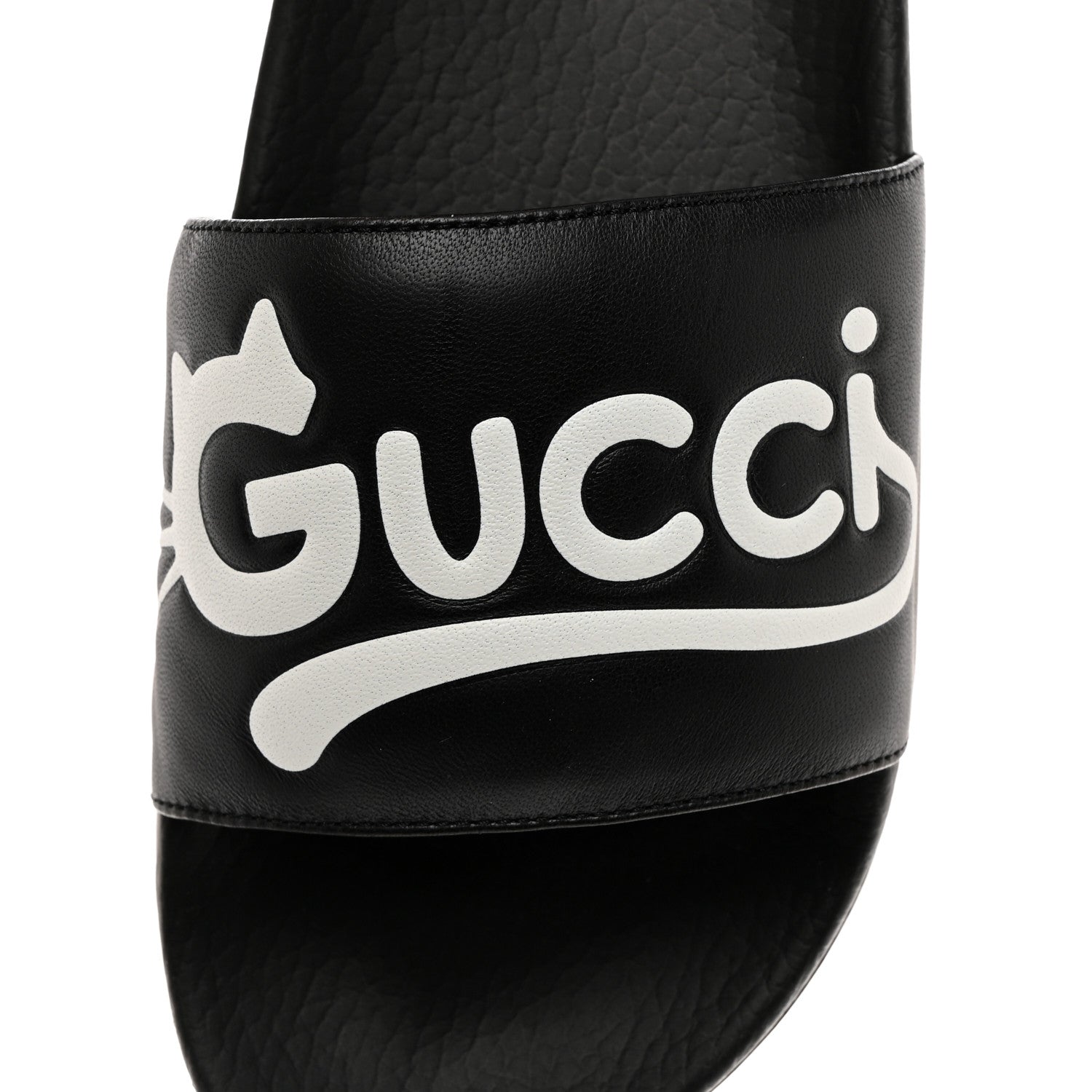Gucci Nappa Cat Logo Womens Pursuit Slide Sandals 40 Black 6 of 10