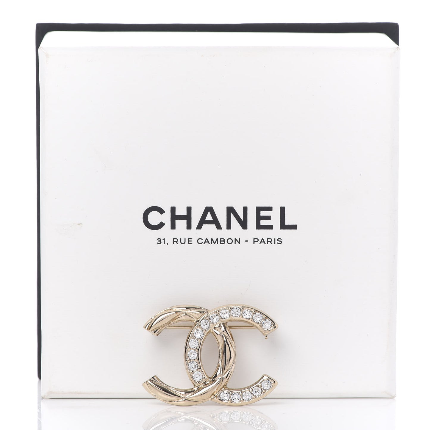 Crystal CC Brooch Light Gold