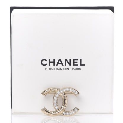 Chanel Crystal CC Brooch Light Gold 5 of 5