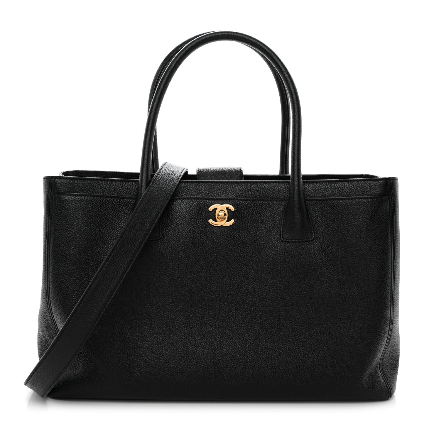 Calfskin Cerf Executive Shopper Tote Black