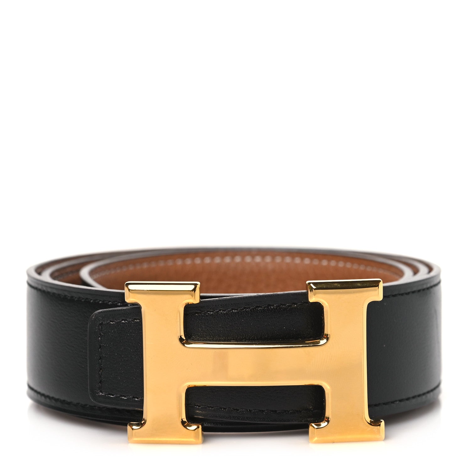 Hermes Box Togo 32mm H Belt 75 85/34 Black Gold 1 of 8