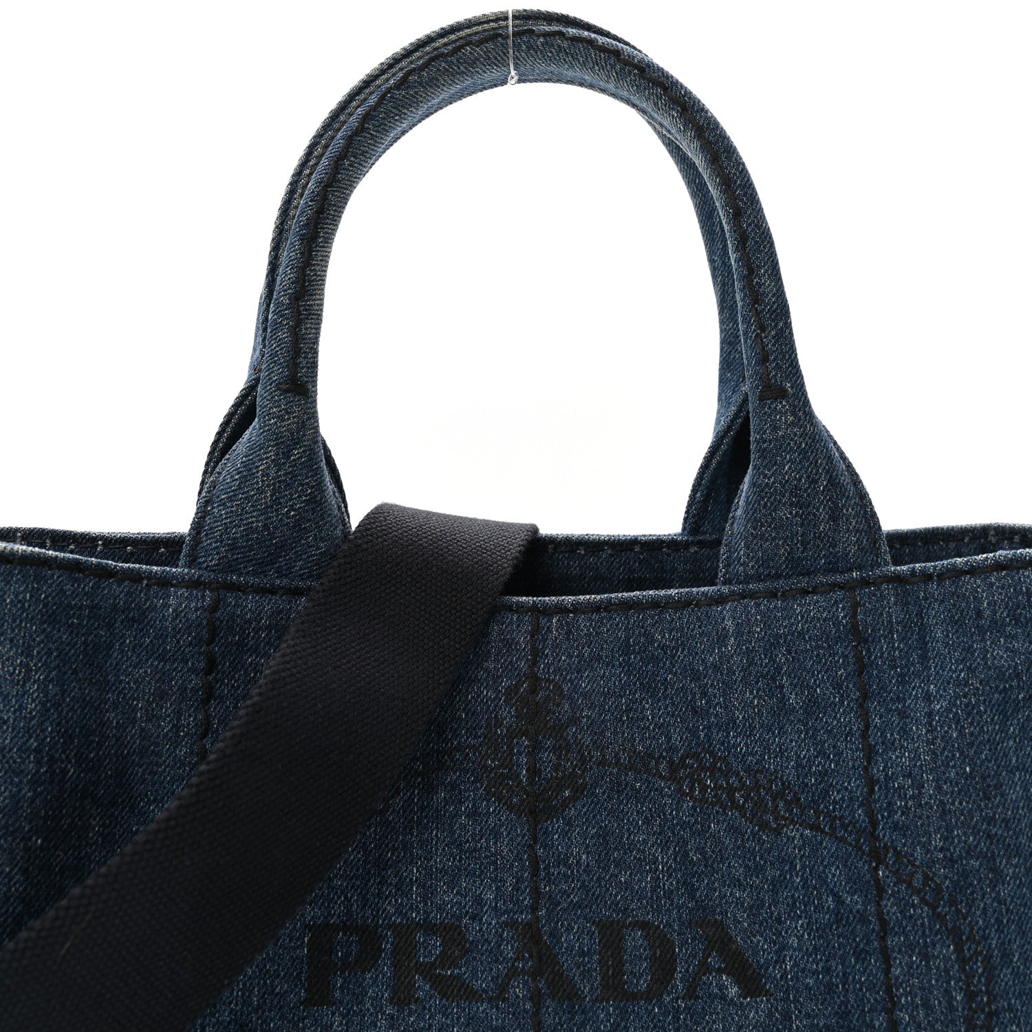 Prada Denim Small Logo Tote Bleu 7 of 9