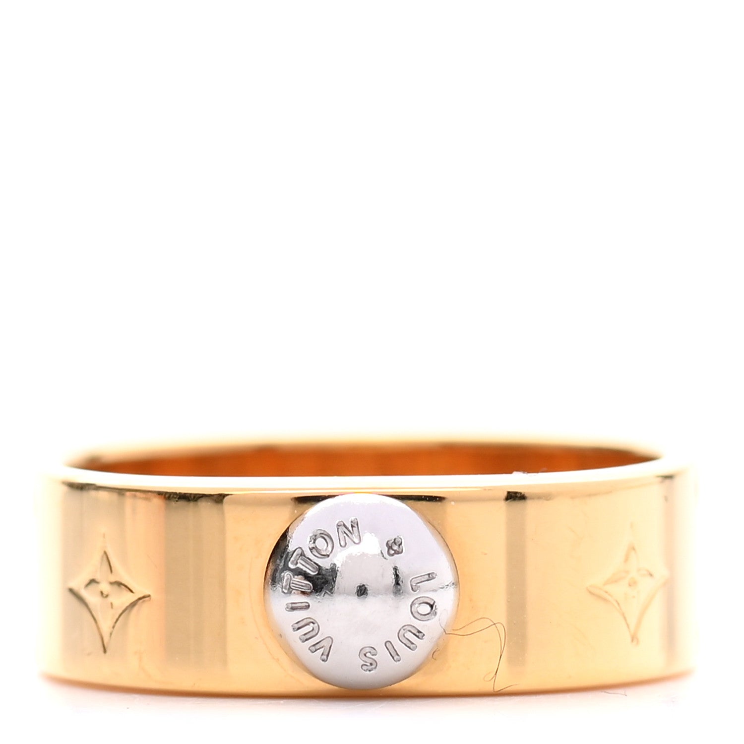 Louis Vuitton Brass Monogram Engraved Nanogram Ring M Gold 1 of 8