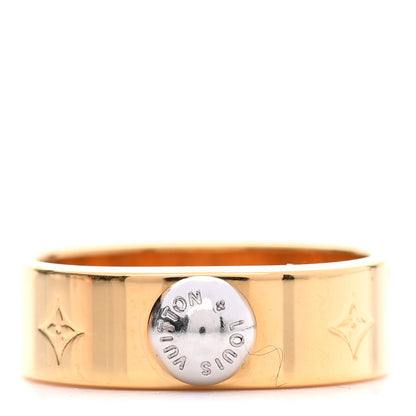 Louis Vuitton Brass Monogram Engraved Nanogram Ring M Gold 1 of 8