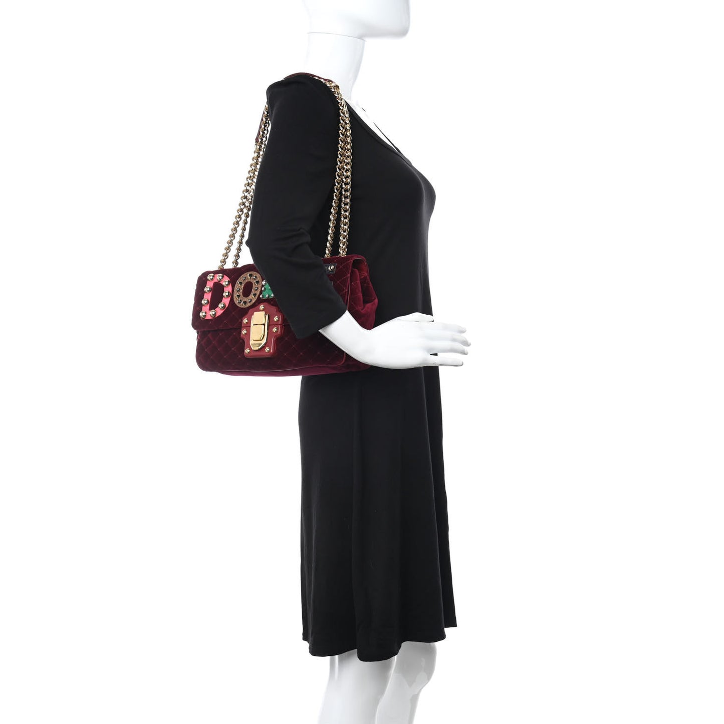 Velvet Watersnake Embellished Lucia Shoulder Bag Dark Purple