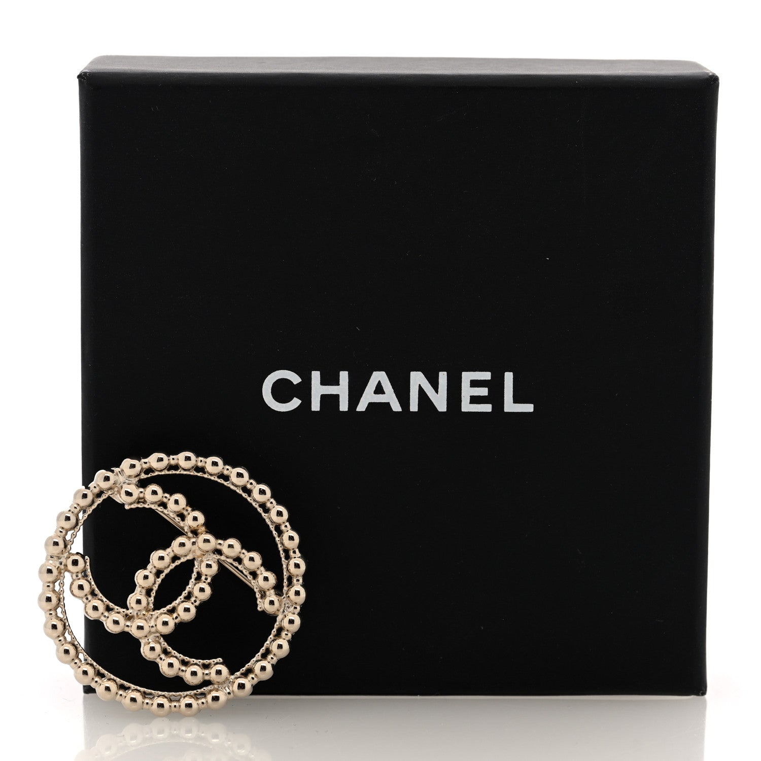 Chanel Metal Bead CC Round Brooch Gold 4 of 4