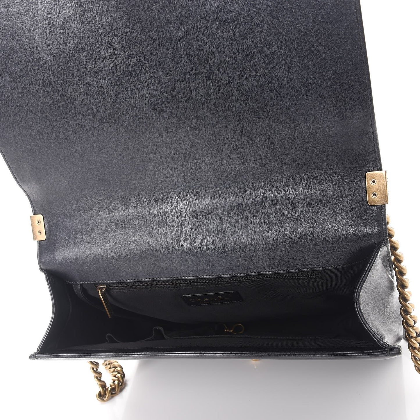 Lambskin Quilted Large Boy Flap Black