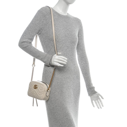 Gucci Calfskin Matelasse Mini GG Marmont Chain Shoulder Bag White 2 of 7