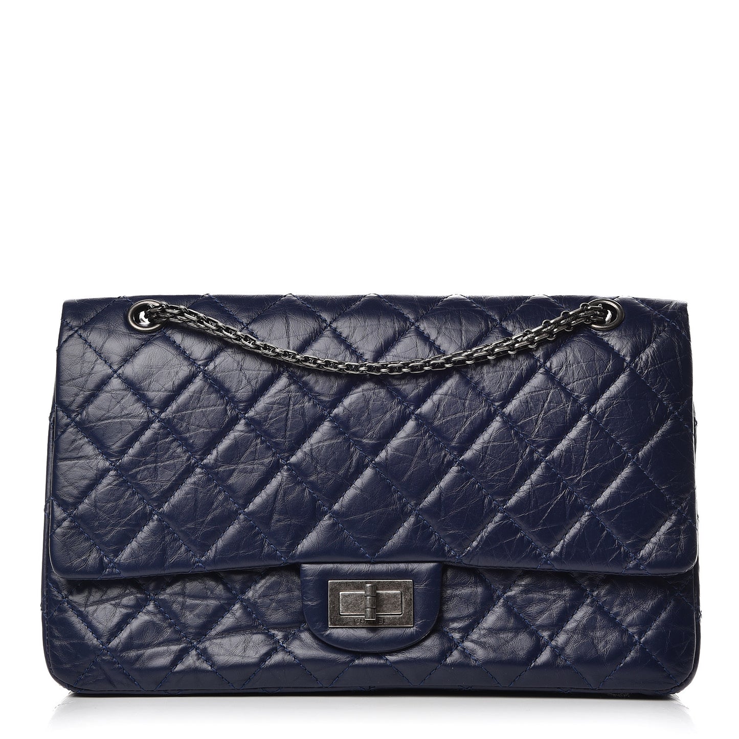 Aged Calfskin Quilted 2.55 Reissue 227 Flap Dark Blue