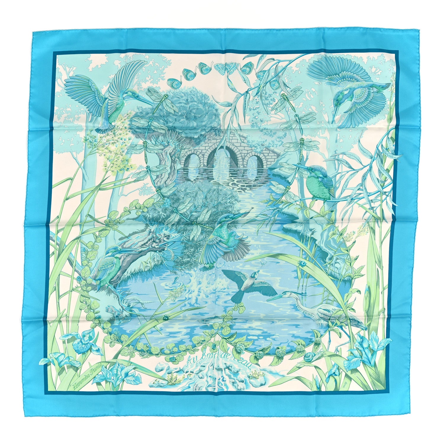 Hermes Silk Au Bord de L'Eau Scarf 90 1 of 3
