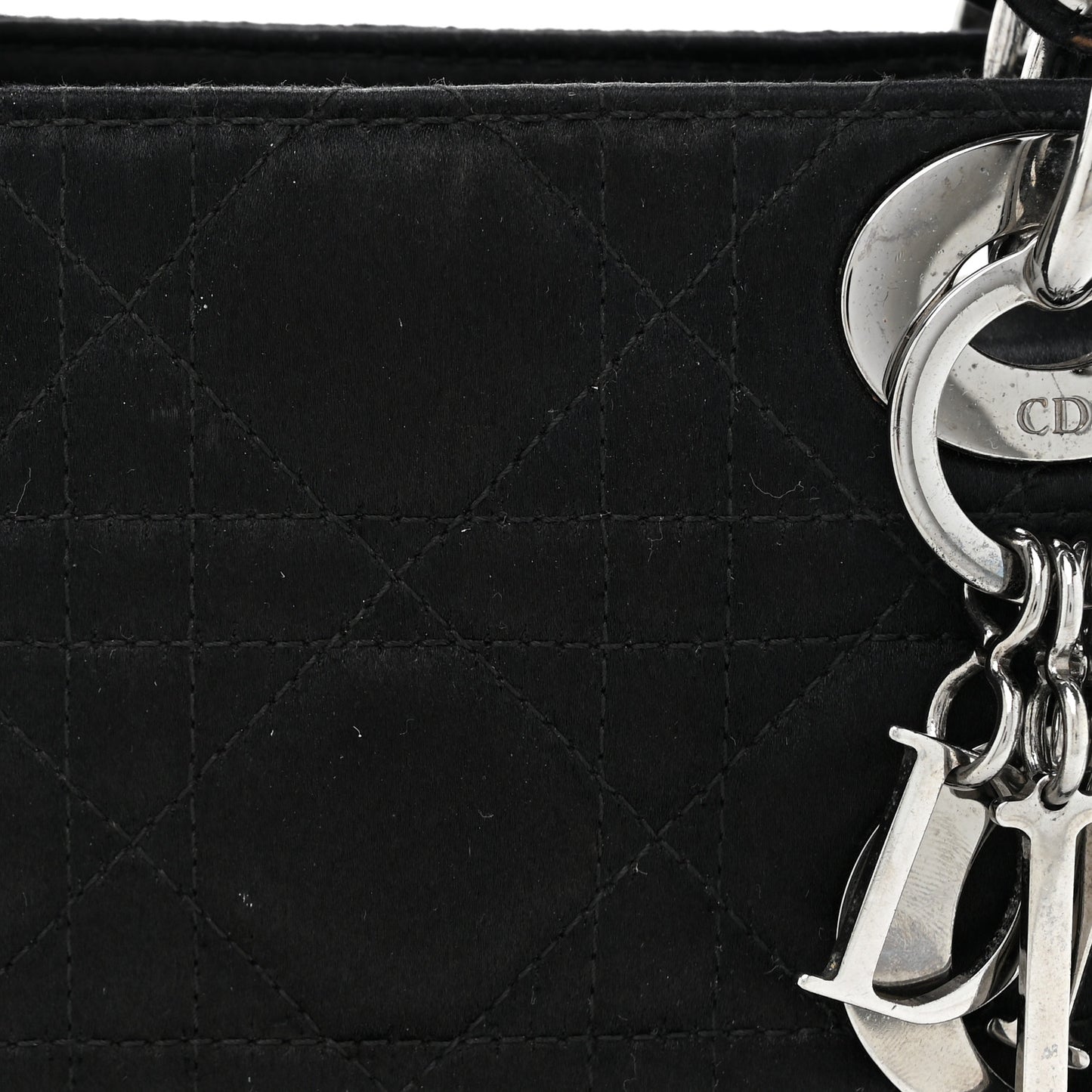 Satin Cannage Mini Lady Dior Black