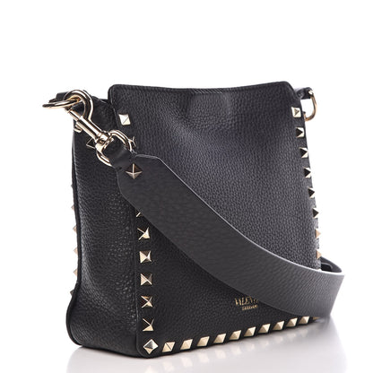 Valentino Garavani Pebbled Calfskin Mini Rockstud Flip-Lock Messenger Bag Black 3 of 7