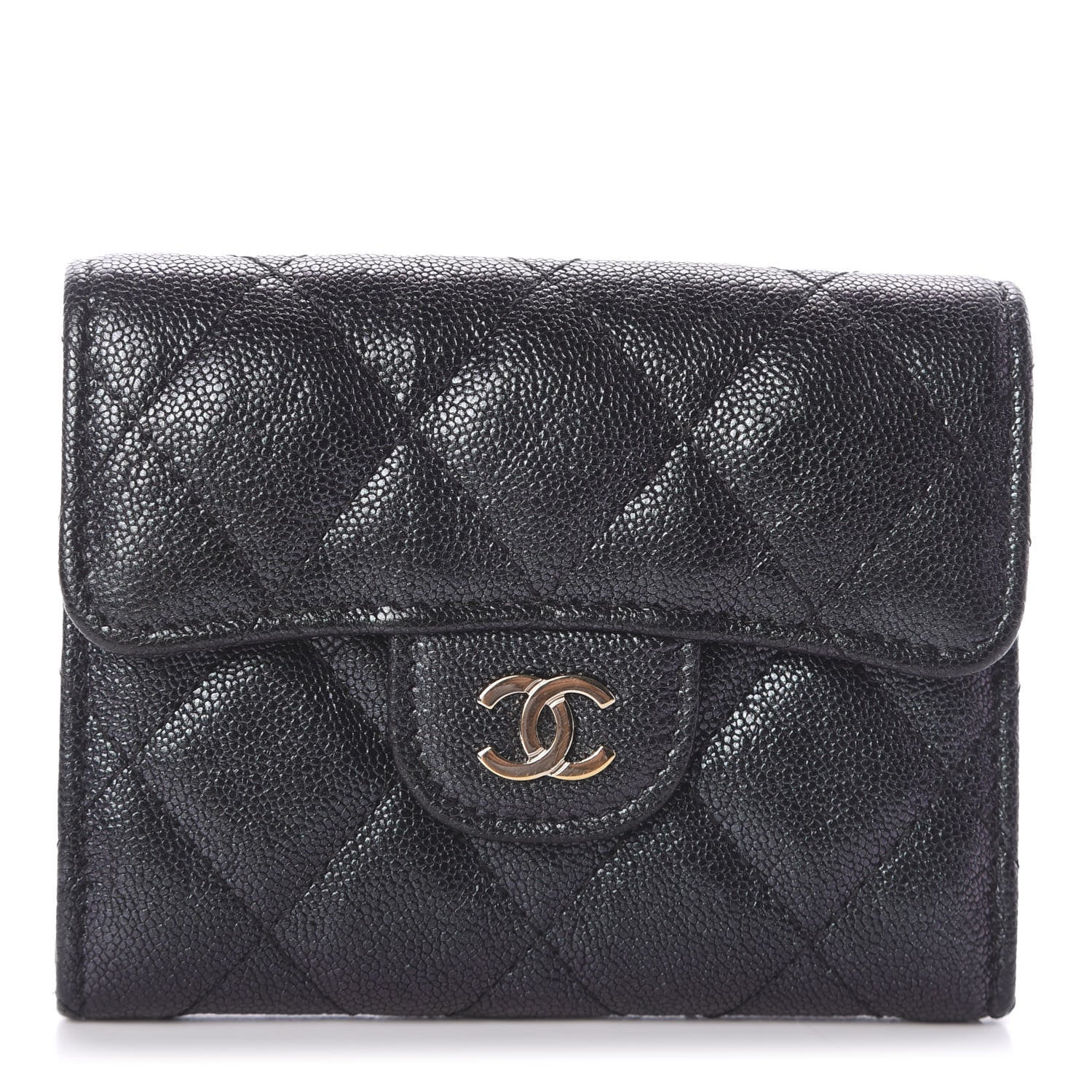 Chanel Iridescent Caviar Quilted Flap Card Holder Wallet Black 1 of 6