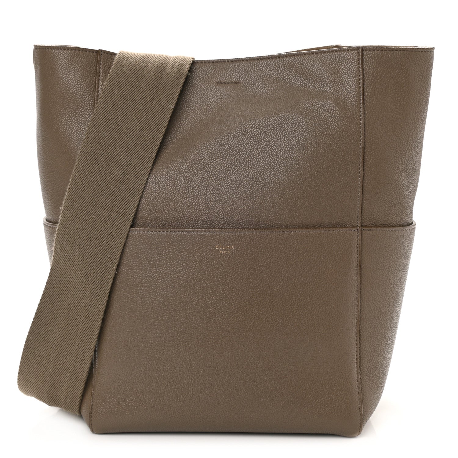 Celine Soft Grained Calfskin Sangle Bucket Bag Taupe 1 of 12