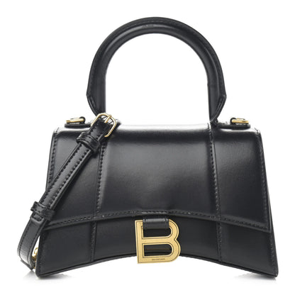Balenciaga Shiny Box Calfskin Hourglass Top Handle Bag XS Black 1 of 16