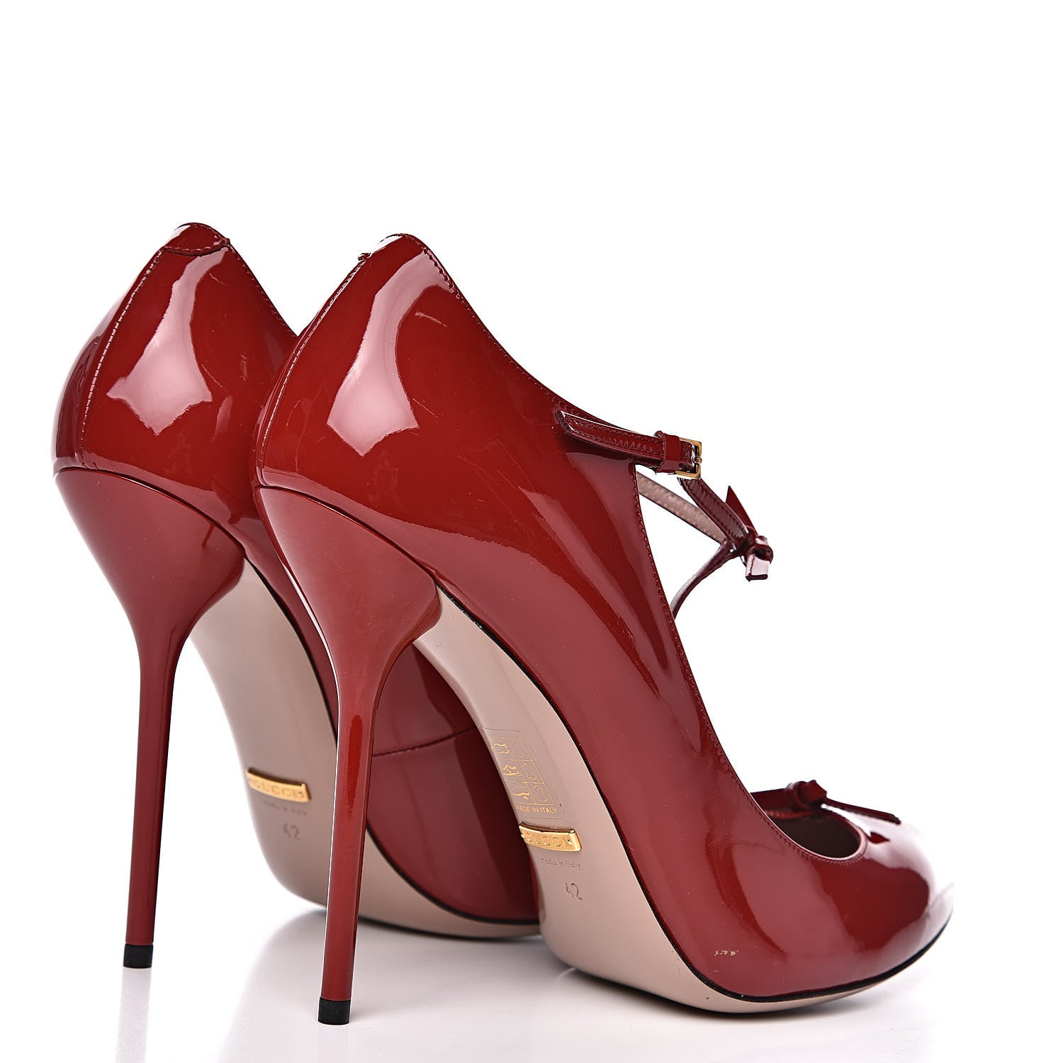 Gucci Patent Beverly T-Strap High Heel Pumps 42 Red 4 of 9