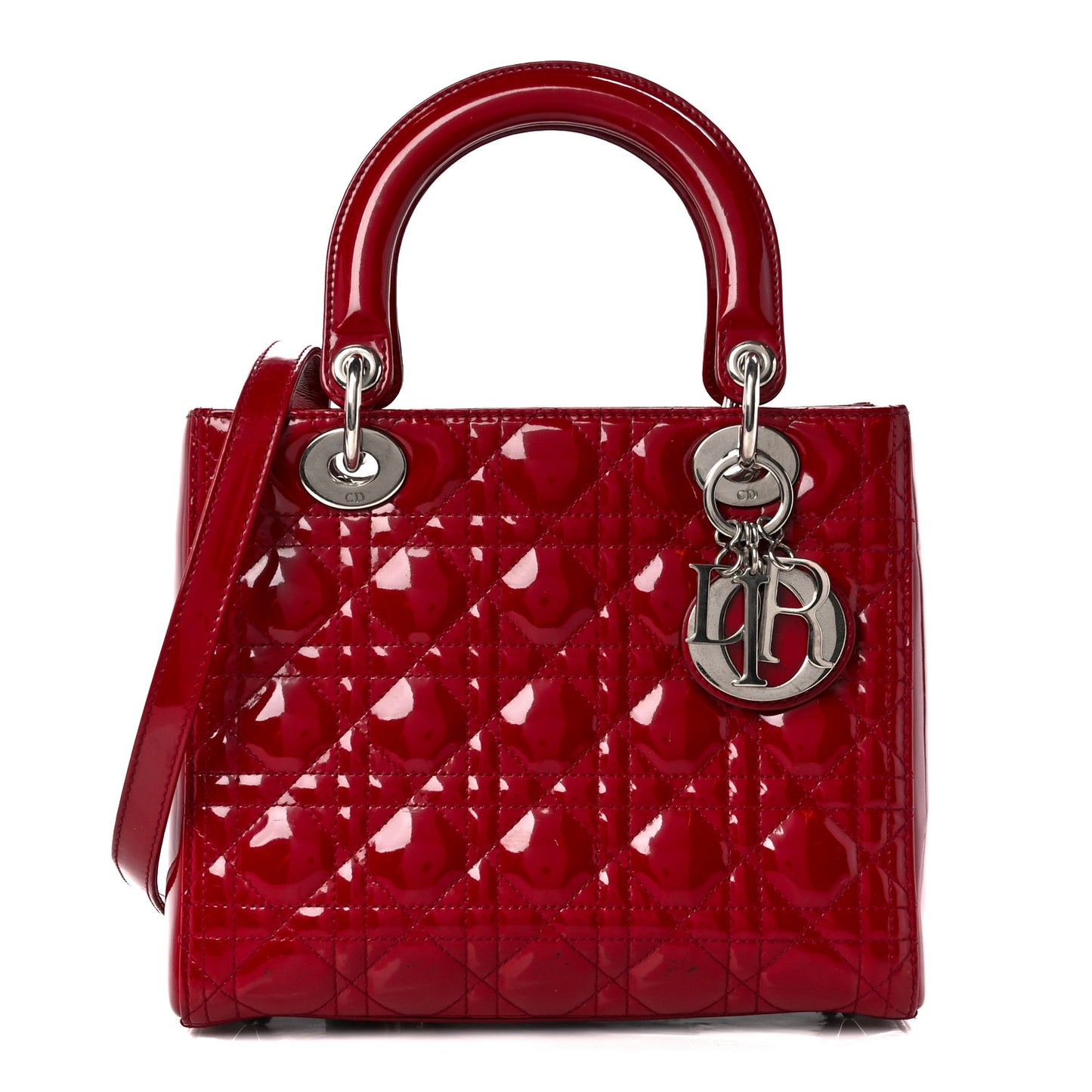 Patent Cannage Medium Lady Dior Burgundy Red