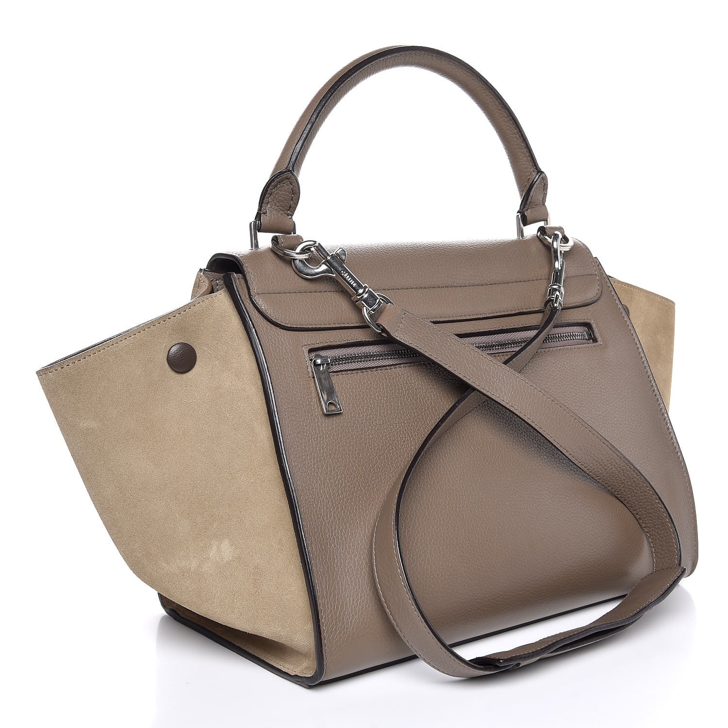 Celine Drummed Calfskin Suede Small Trapeze Souris 4 of 7