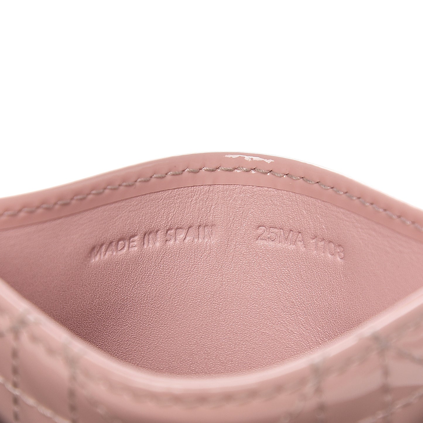 Patent Cannage Lady Dior Card Holder Pink