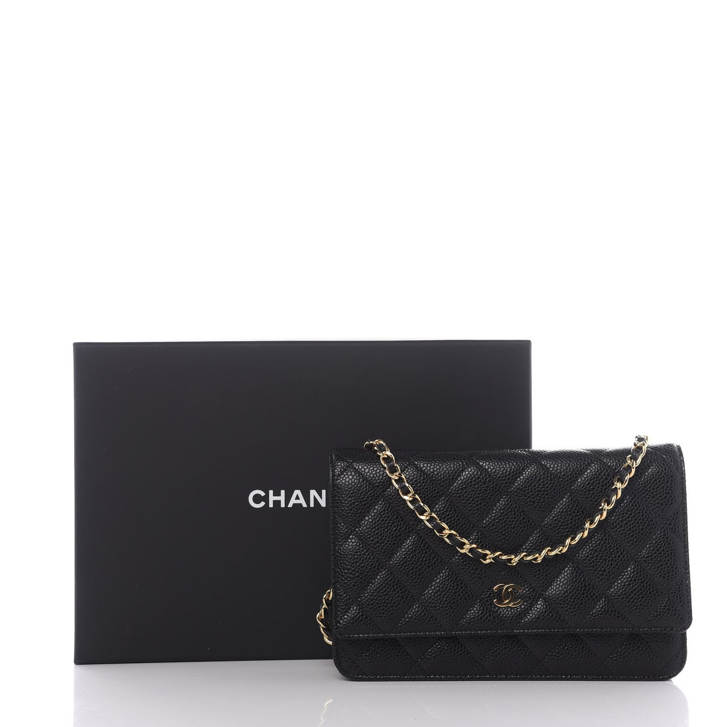 Caviar Quilted Wallet On Chain WOC Black