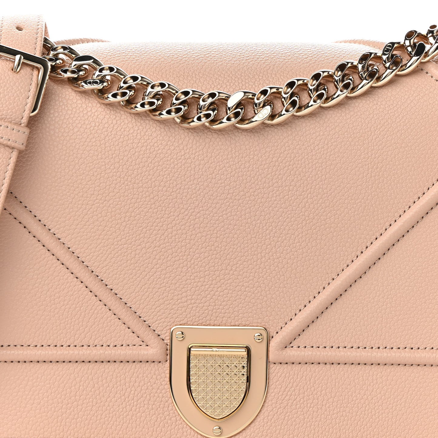 Grained Calfskin Medium Diorama Flap Bag Nude