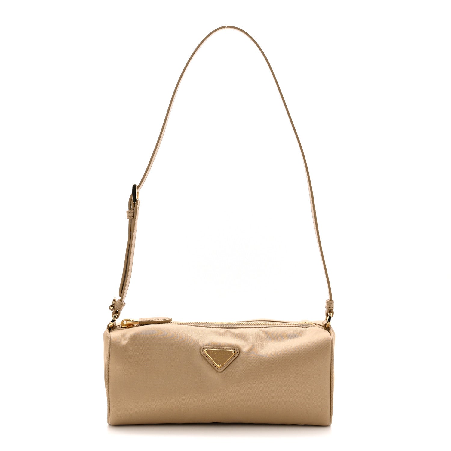 Prada Re-Nylon Triangle Pouch Shoulder Bag Camel Brown 1 of 10
