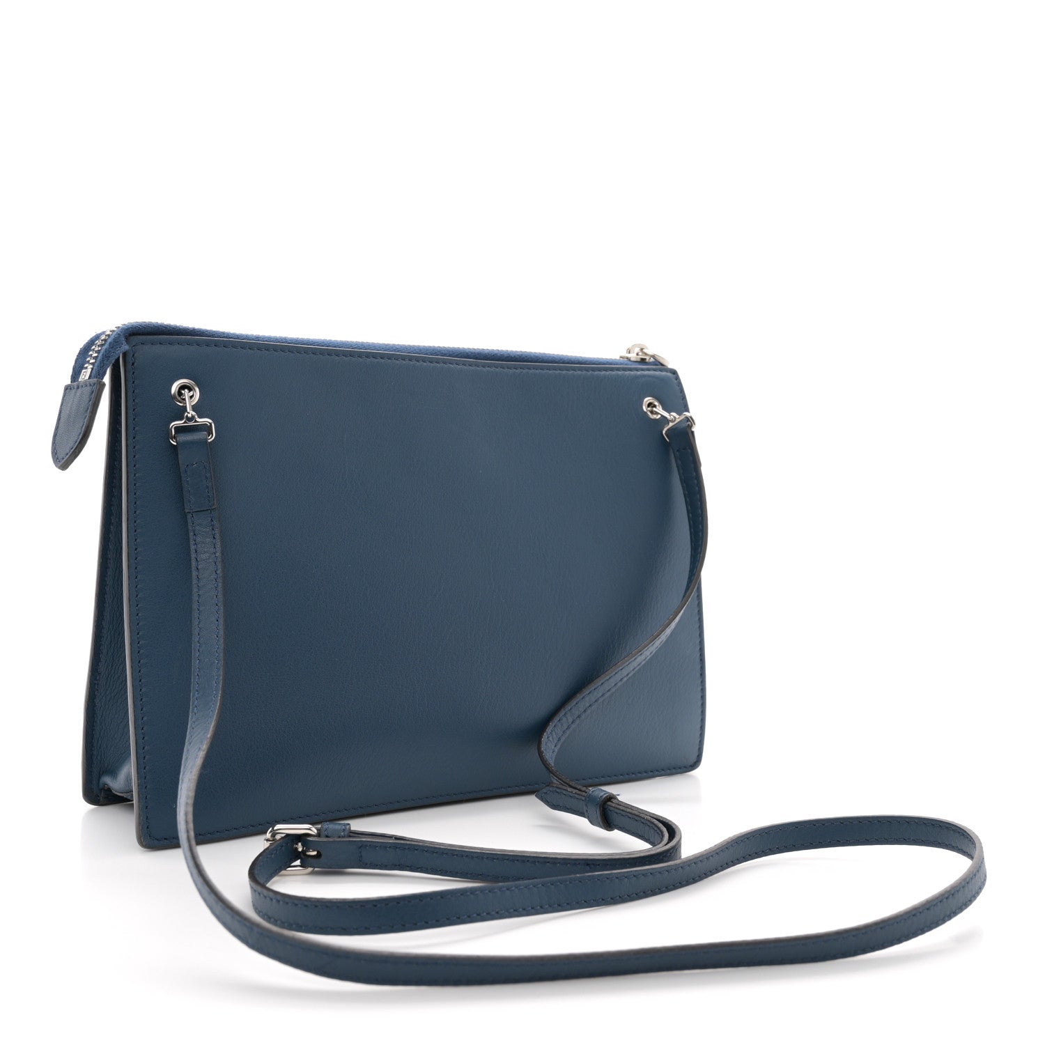 Fendi Vitello Dolce Fox Fur Monster Eyes Mini 2Jours Pouch Navy 3 of 15