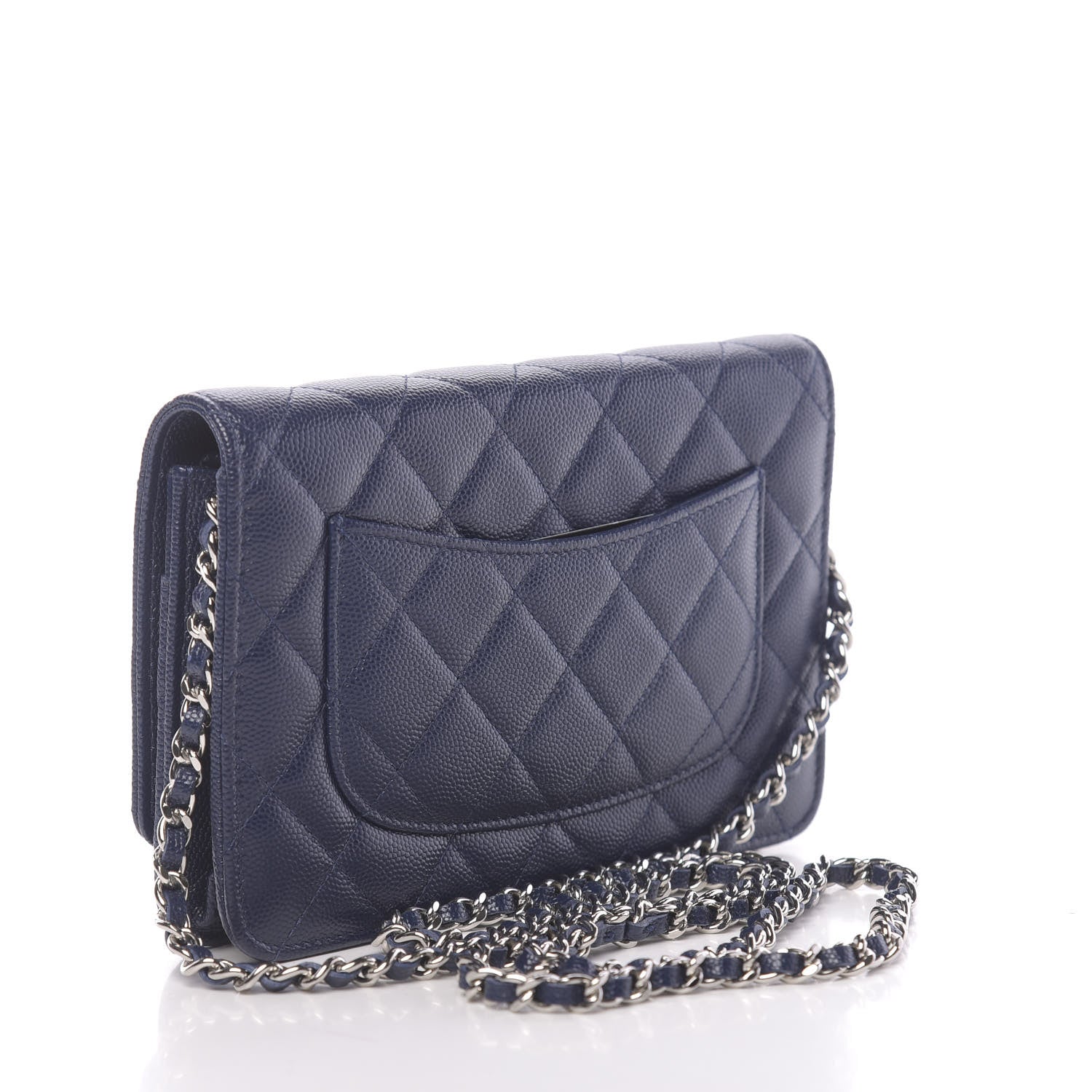 Chanel Caviar Quilted Wallet On Chain WOC Blue 3 of 14