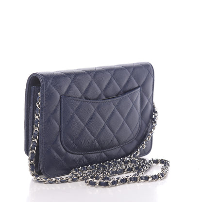Chanel Caviar Quilted Wallet On Chain WOC Blue 3 of 14