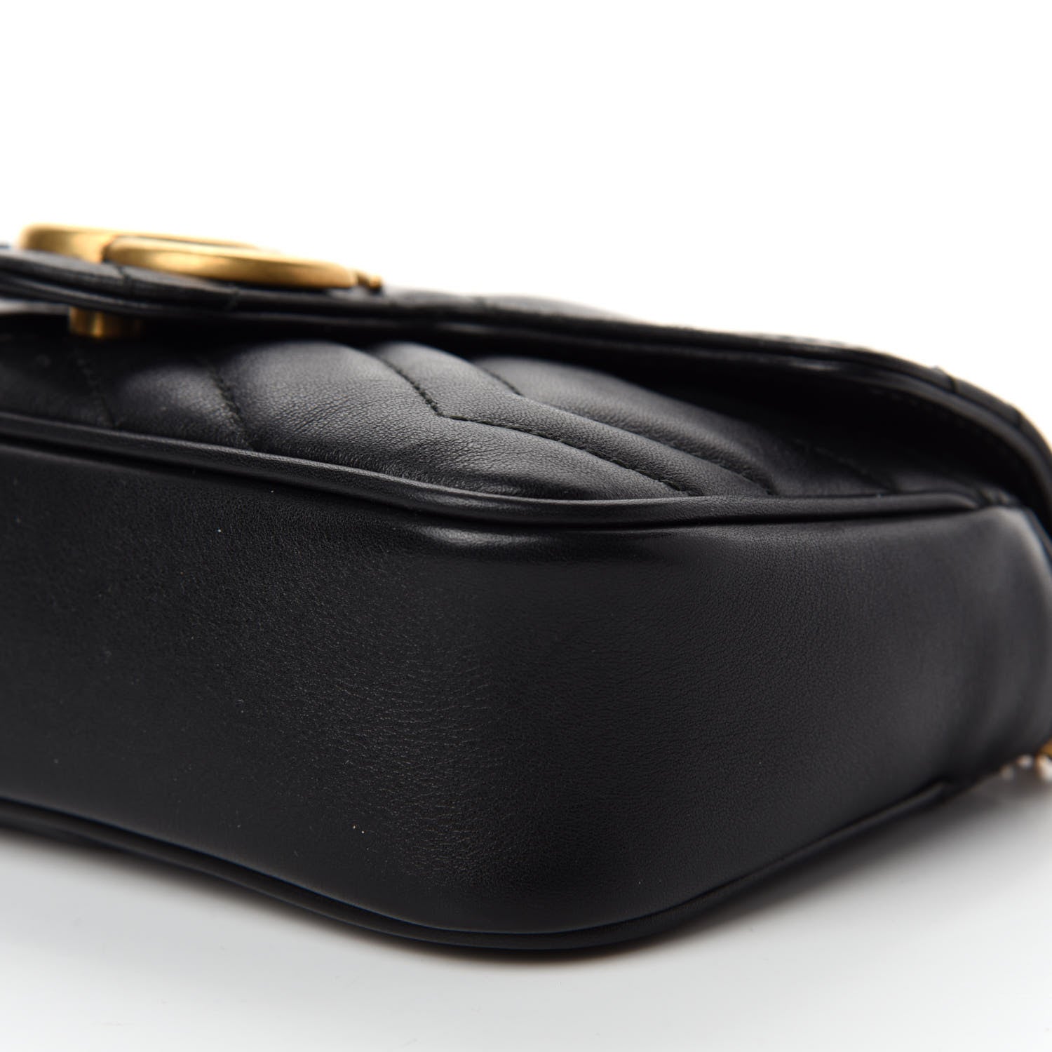 Gucci Calfskin Matelasse Super Mini GG Marmont Shoulder Bag Black 7 of 13