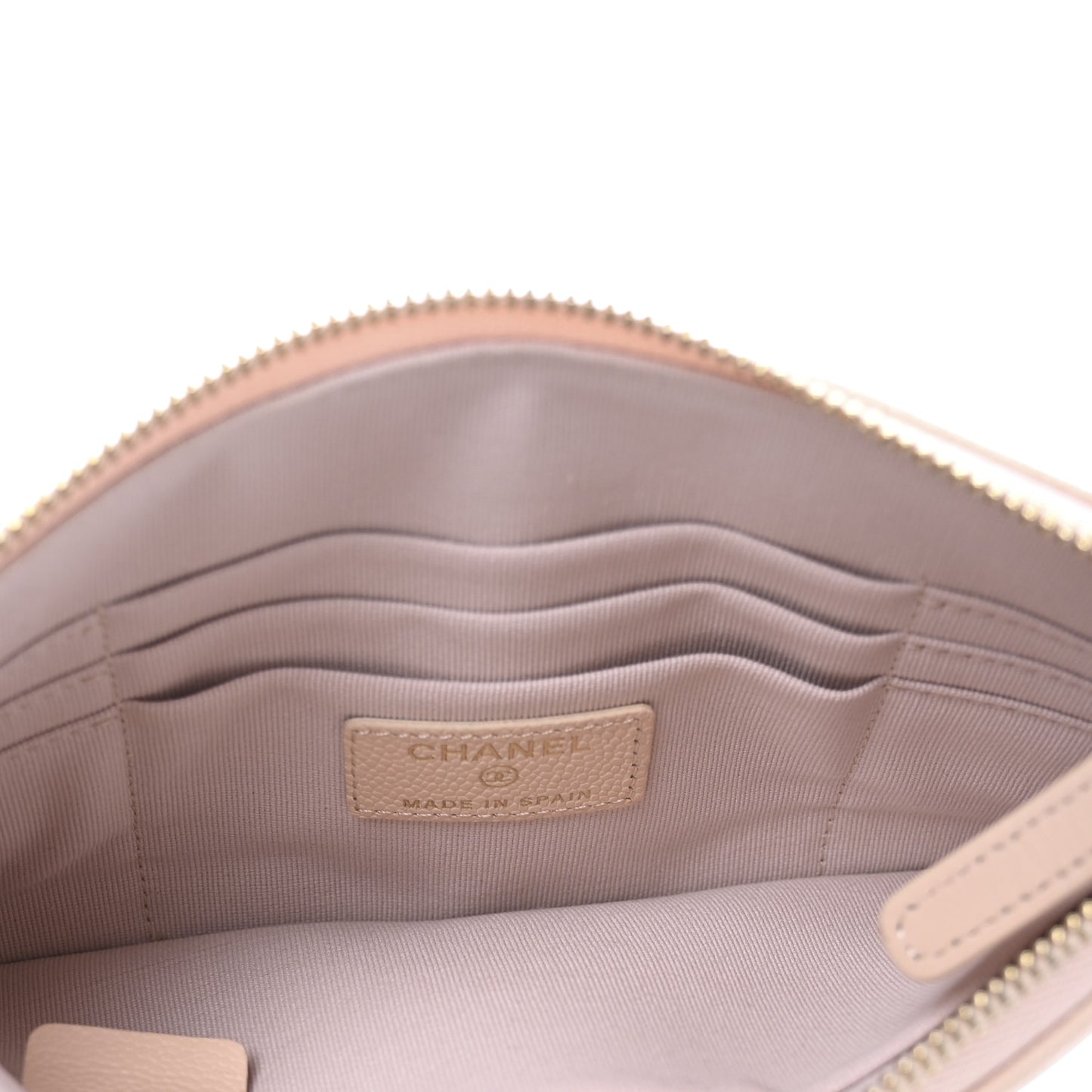 Caviar Quilted Cosmetic Case Beige
