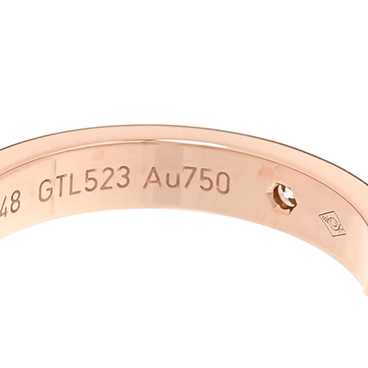 18K Pink Gold Diamond 3mm C De Cartier Wedding Band Ring 48 4.5