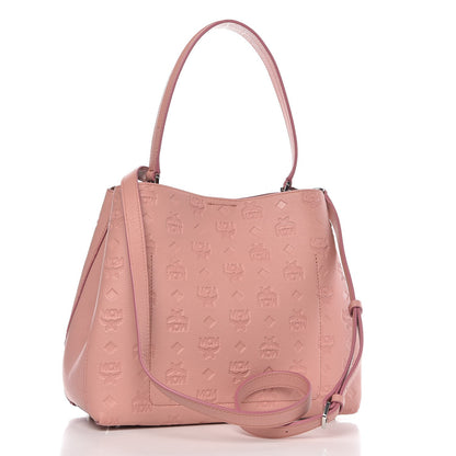 MCM Calfskin Ottomar Monogram Sarah Medium Hobo Pink Blush 4 of 7
