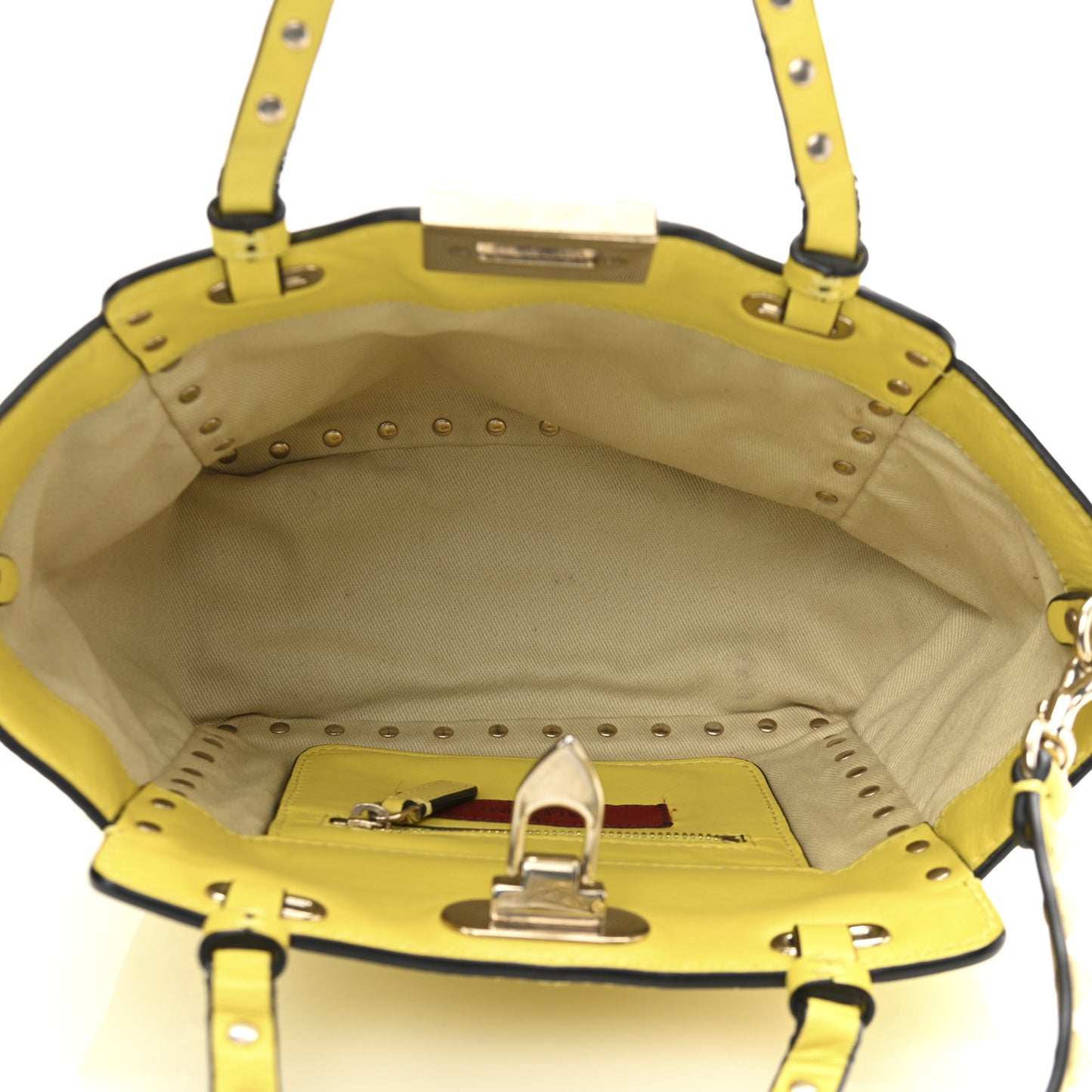 Vitello Mini Rockstud Tote Water Yellow