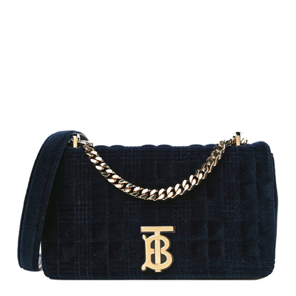 Burberry Velvet Quilted Small Lola Bag Navy 1 of 8