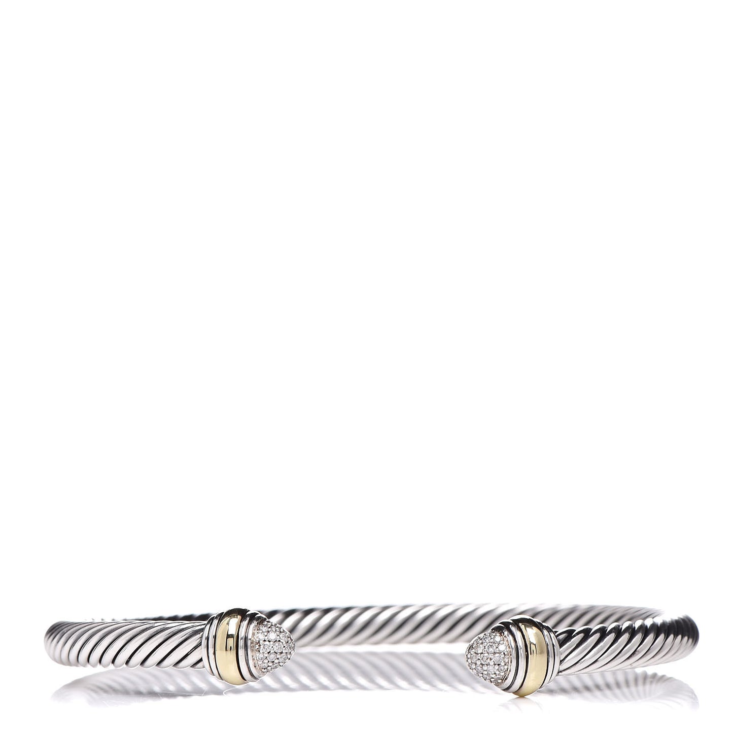 Sterling Silver 14K Yellow Gold Diamond 5mm Cable Classics Bracelet