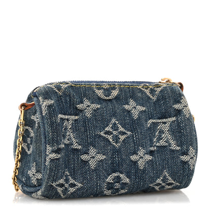 Louis Vuitton Monogram Denim Pochette Speedy PM Key Holder Blue 3 of 8