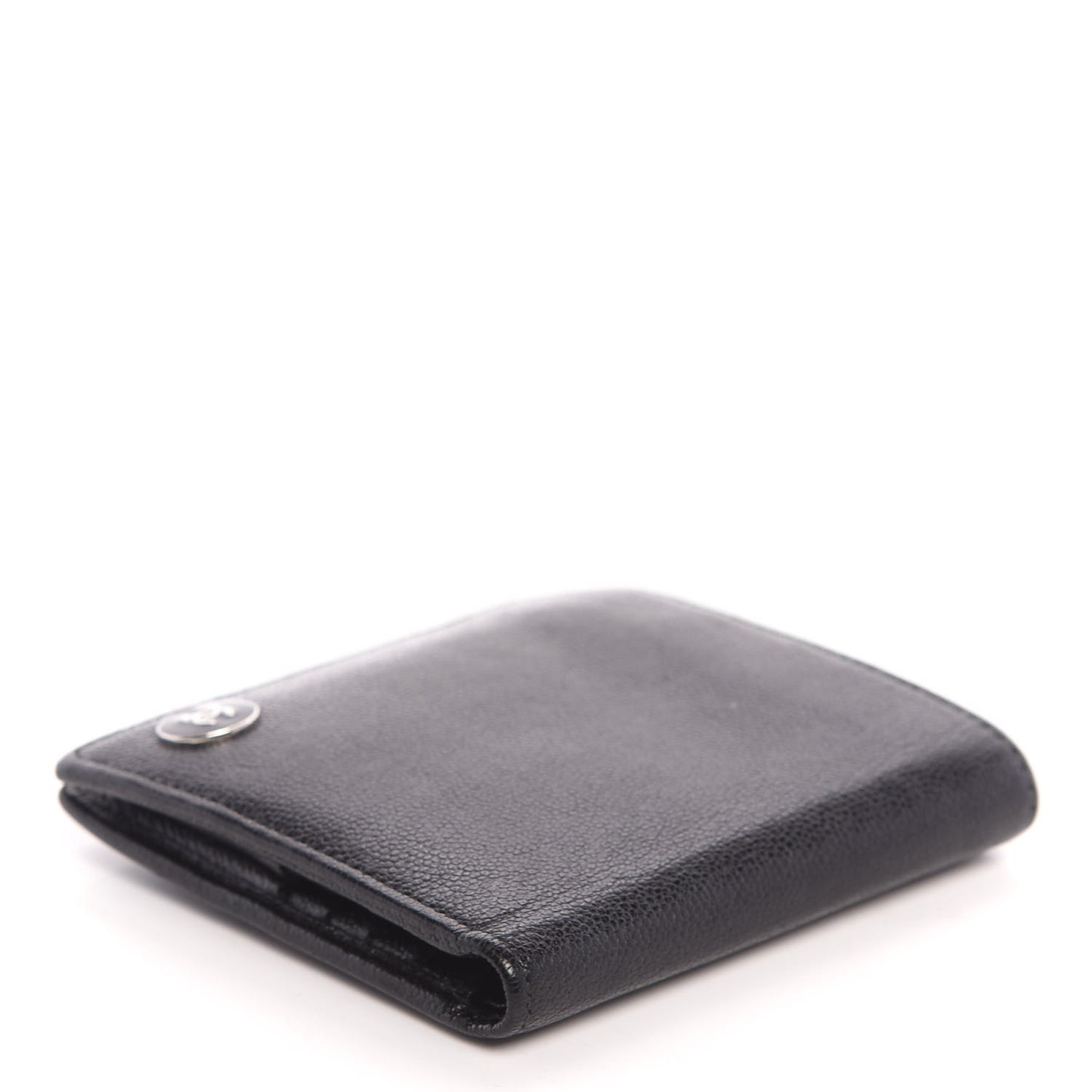 Caviar CC Button Bi-Fold Wallet Black