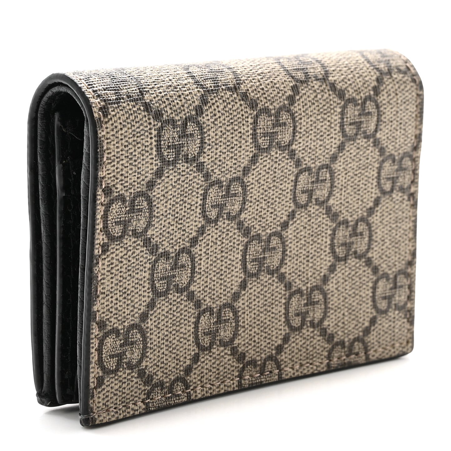 Dollar Calfskin GG Supreme Monogram GG Marmont Card Case Black Beige Ebony