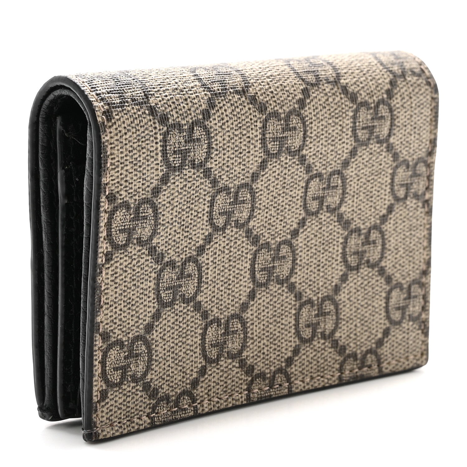 Gucci Dollar Calfskin GG Supreme Monogram GG Marmont Card Case Black Beige Ebony 3 of 7